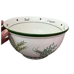 Carafina Herb Hand Painted Made In Portugal Large Decorative Center Piece Bowl